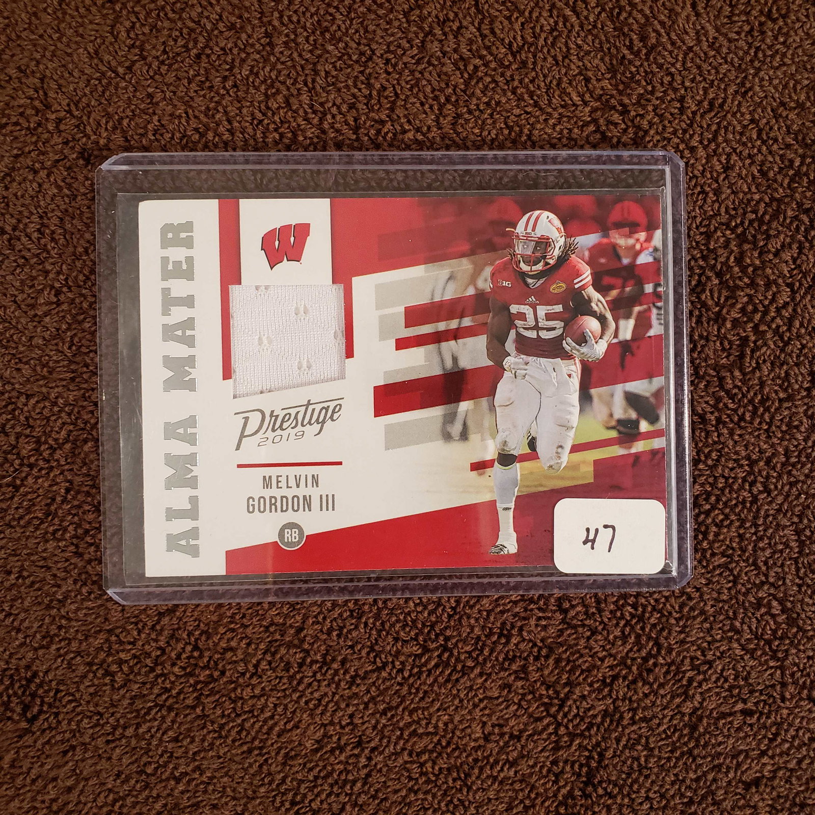 MELVIN GORDON III ALMA MATERS JERSEY CARD: MELVIN GORDON III WISCONSIN BADGERS JERSEY CARD