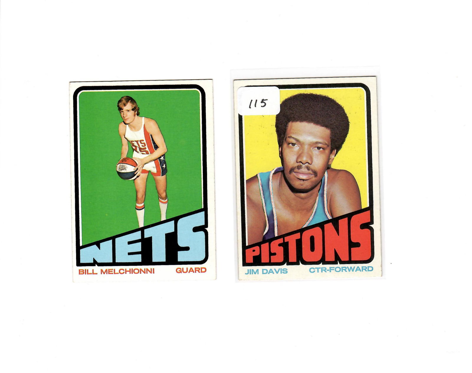 1972-73 TOPPS BASKETBALL BILL MELCHIONNI, JIM DAVIS: 1972-73 TOPPS BASKETBALL BILL MELCHIONNI, JIM DAVIS