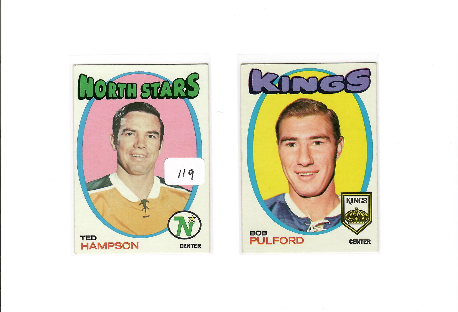 1971-72 TOPPS HOCKEY TED HAMPSON, BOB PULFORD: 1971-72 TOPPS HOCKEY TED HAMPSON, BOB PULFORD