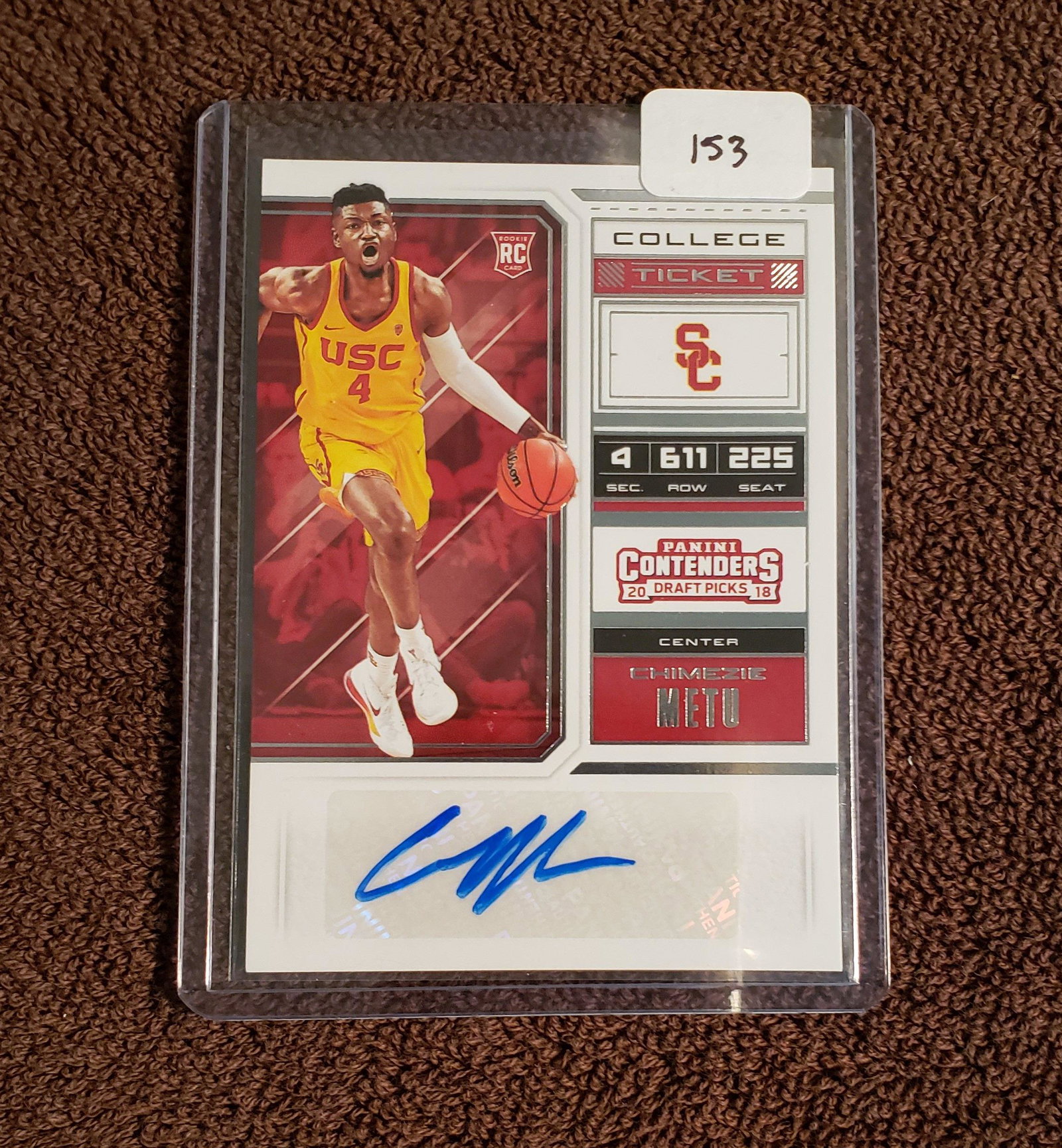 PANINI CONTENDERS COLLEGE TICKET AUTO CHIMEZIE METU: CHIMEZIE METU USC TROJANS/SAN ANTONIO SPURS ROOKIE AUTO