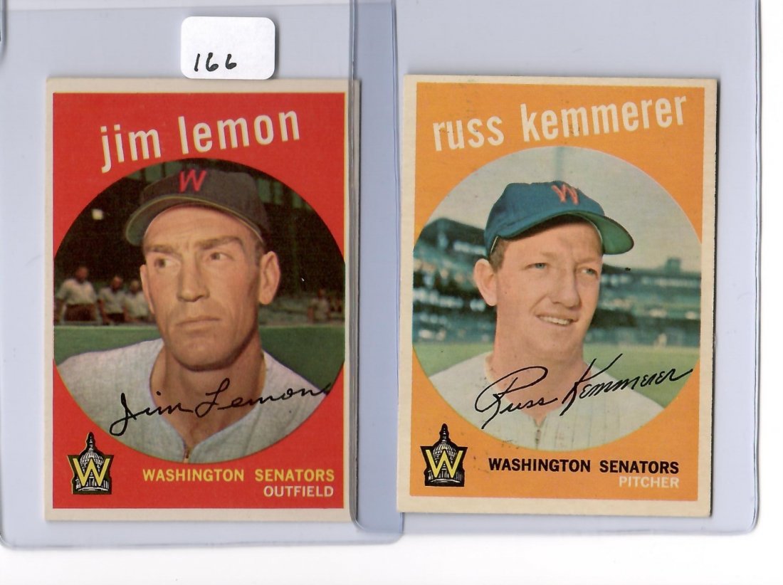 VINTAGE 1959 TOPPS BASEBALL CARDS EXMT CONDITION: 1959 TOPPS BASEBALL #191 RUSS KEMMERER, #215 JIM LEMON