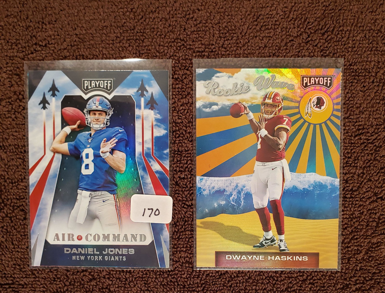 DANIEL JONES AND DWAYNE HASKINS ROOKIE INSERT CARDS: 2019 PANINI PLAYOFF DANNY DIMES AIR COMMAND, DWAYNE HASINS ROOKIE WAVE