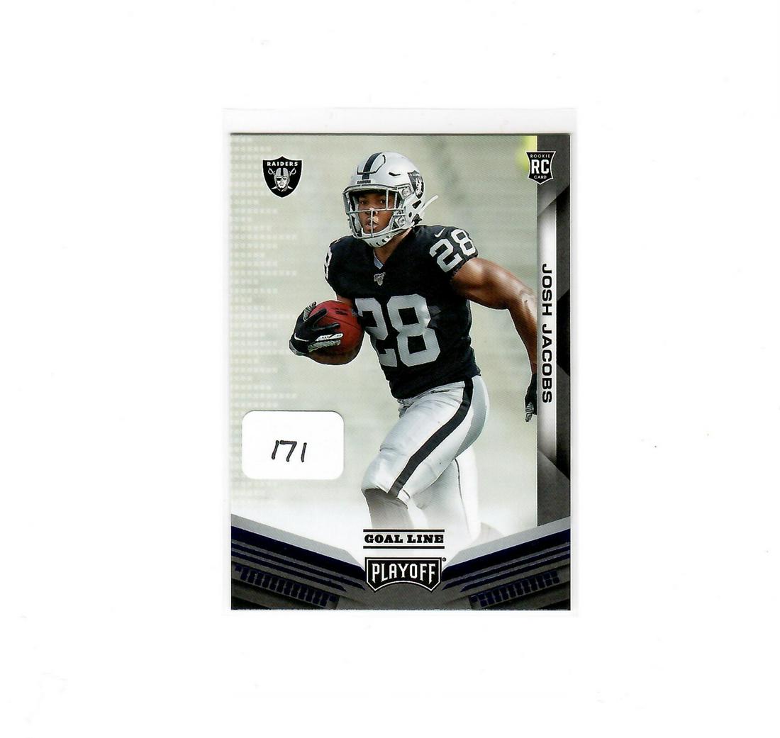 JOSH JACOBS OAKLAND RAIDERS BLUE FOIL ROOKIE SP: 2019 PLAYOFF JOSH JACOBS BLUE FOIL ROOKIE PARALLEL