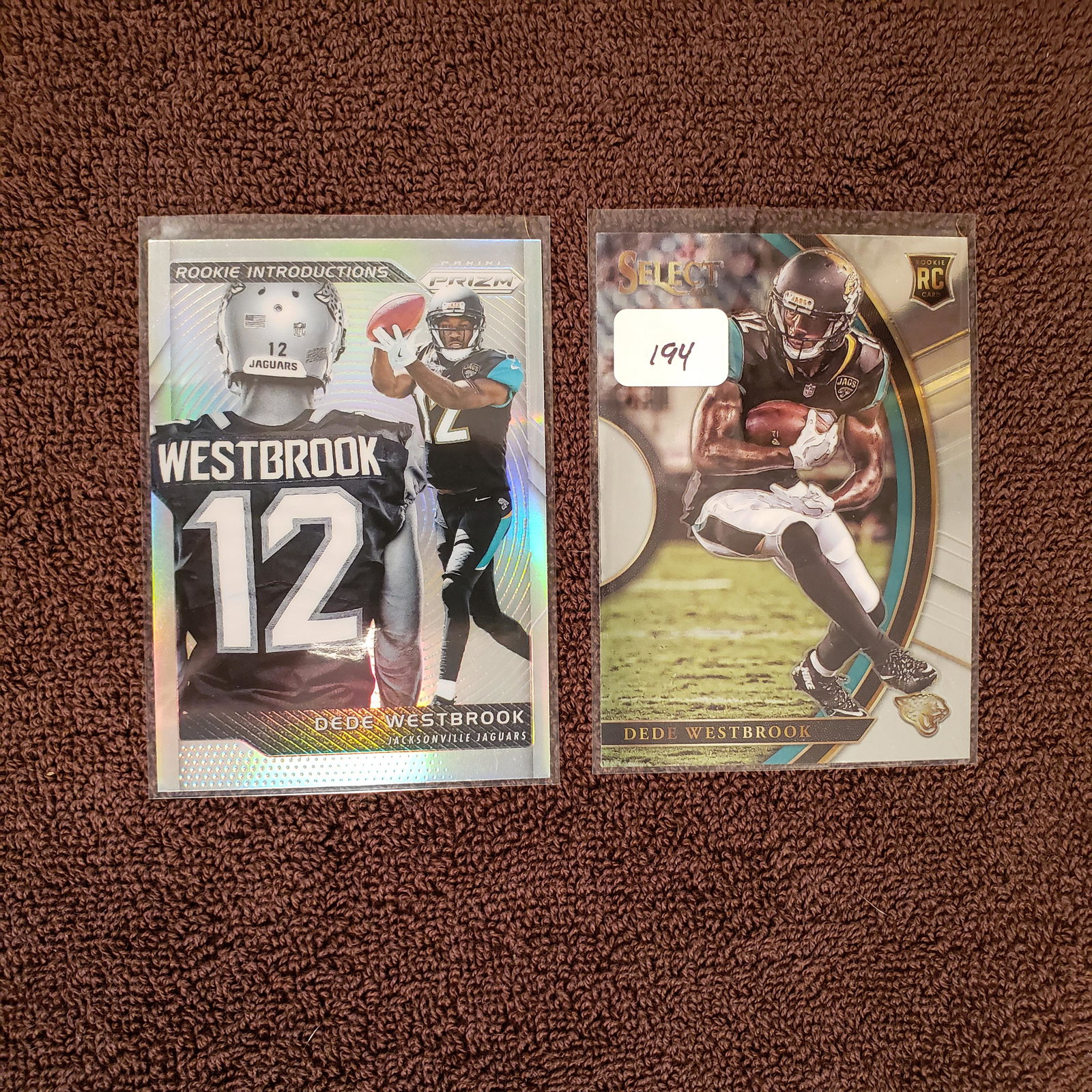 LOT OF 2 DEDE WESTBROOK ROOKIE CARDS SOONERS/JAGS: 2017 SELECT CONCOURSE LEVEL RC, 2017 PRIZM ROOKIE INTOS SILVER PRIZM