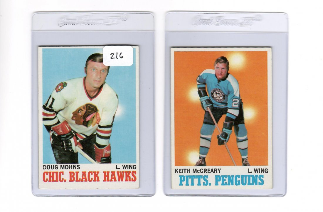 1970 Topps #16 Doug Mohns, #93 Keith McCreary: SUPER CLEAN LOT OF 1970 Topps Hockey #16 Doug Mohns, #93 Keith McCreary