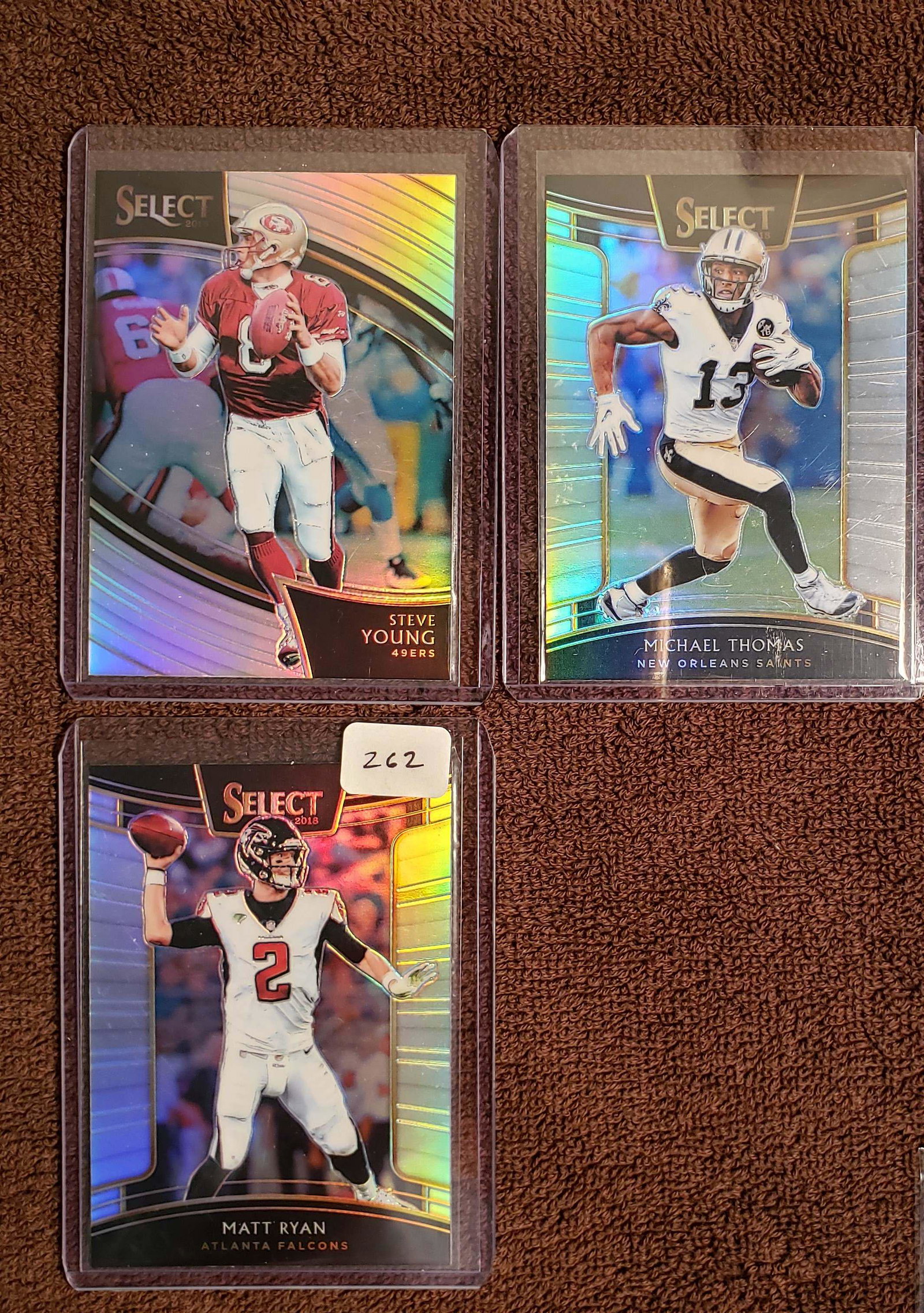 2018 SELECT FOOTBALL SILVER PRIZM SP PARALLELS: STEVE YOUNG, MICHAEL THOMAS, MATTY ICE SILVER SELECT SPS