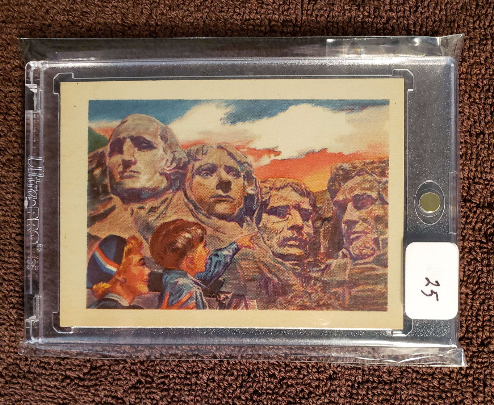 1956 ADVENTURE GUM TRADING CARDS AMAZING SHAPE: NICE FIND EXMT 1956 ADVENTURE CARDS #69 MOUNT RUSHMORE-SHRINE OF DEMOCRACY IN ULTRA PRO ONE TOUCH