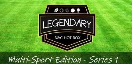 B&C COLLECTIBLES LEGENDARY MIXED SPORT HOT-BOX SERIES 1: LEGENDARY MIXED SPORT HOT-BOX SERIES 1 PACK CONFIGURATION: 20 CARDS PER BOX LIMITED TO 25 HAND NUMBERED HOT BOXES FIND 5 AUTOGRAPHS/RELICS HIT CARDS, 5 SERIAL NUMBERED CARDS AND 10 PARALLELS, PRIZMS A
