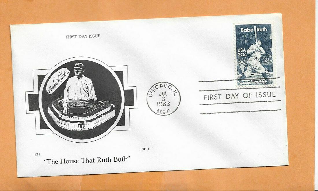 BABE RUTH FDC FIRST DAY COVER JUL 6,1983 CHICAGO ILL: THE HOUSE THAT RUTH BUILT FDC