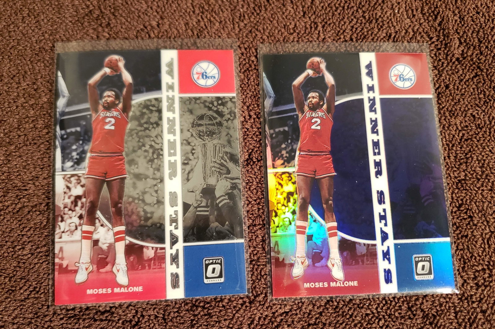 2019-20 PANINI PRIZM MOSES MALONE INSERT W/ SILVER: 2019-20 PANINI PRIZM MOSES MALONE INSERT W/ SILVER PRIZM