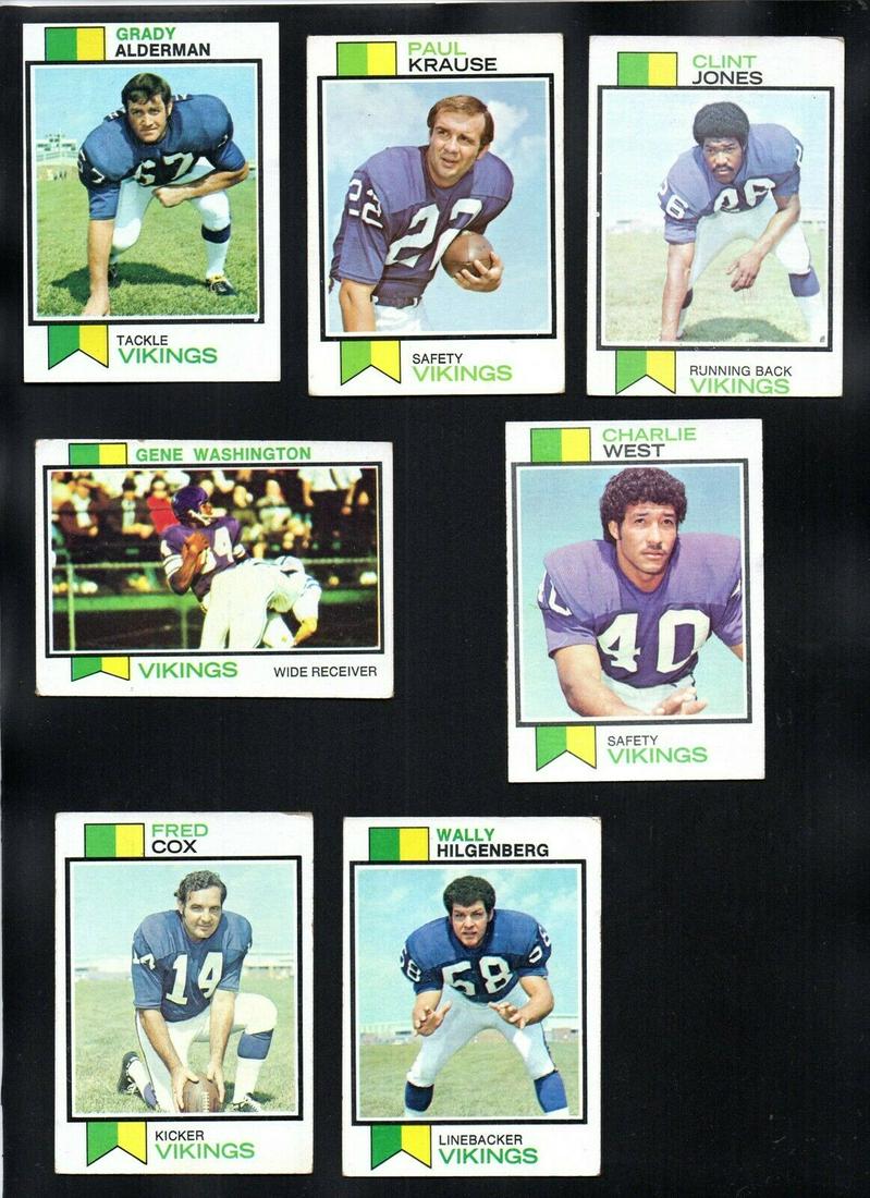 1973 TOPPS FOOTBALL CARDS MINNESOTA VIKINGS LOT EXMT: 7 COUNT VIKINGS LOT GENE WASHINGTON CHARLIE WEST PAUL KRAUSE FRED COX