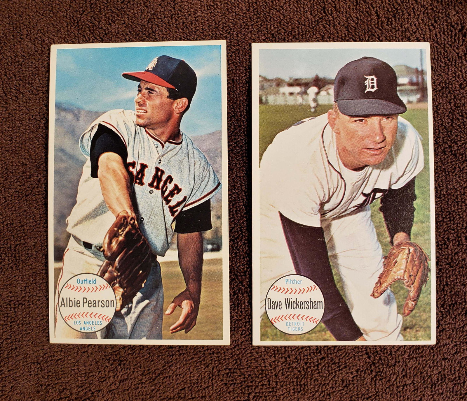 HIGH GRADE 1964 TOPPS GIANTS JUMB 3X5 CARDS EXMT+: CARD #23 ALBIE PEARSON LOS ANGELES ANGELS, #35 DAVE WICKERSHAM DETROIT TIGERS