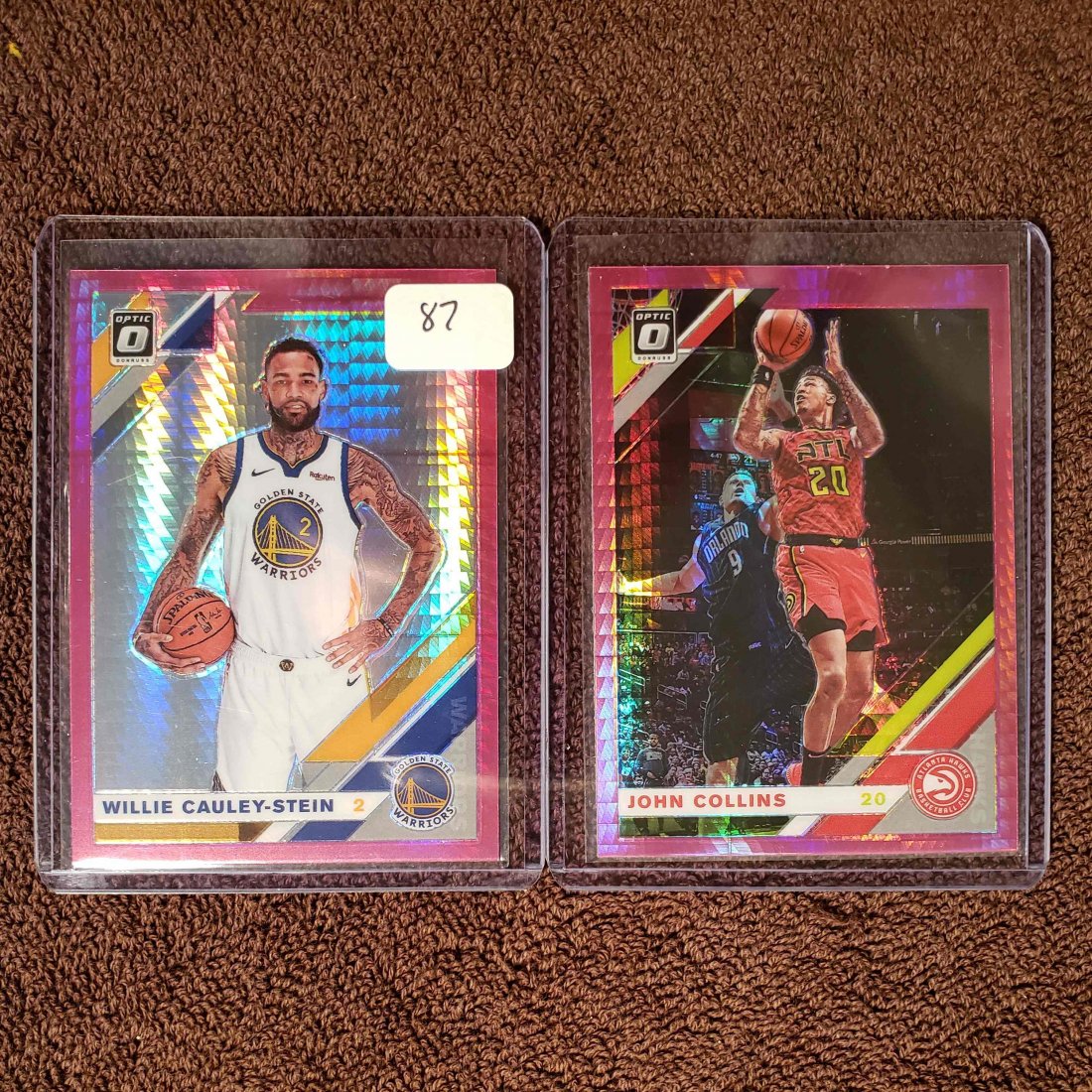 2019-20 OPTIC BASKETBALL PINK HYPER HOLO PRIZMS: SHORT PRINT PARALLELS WILLIE CAULIE-STEIN AND JOHN COLLINS