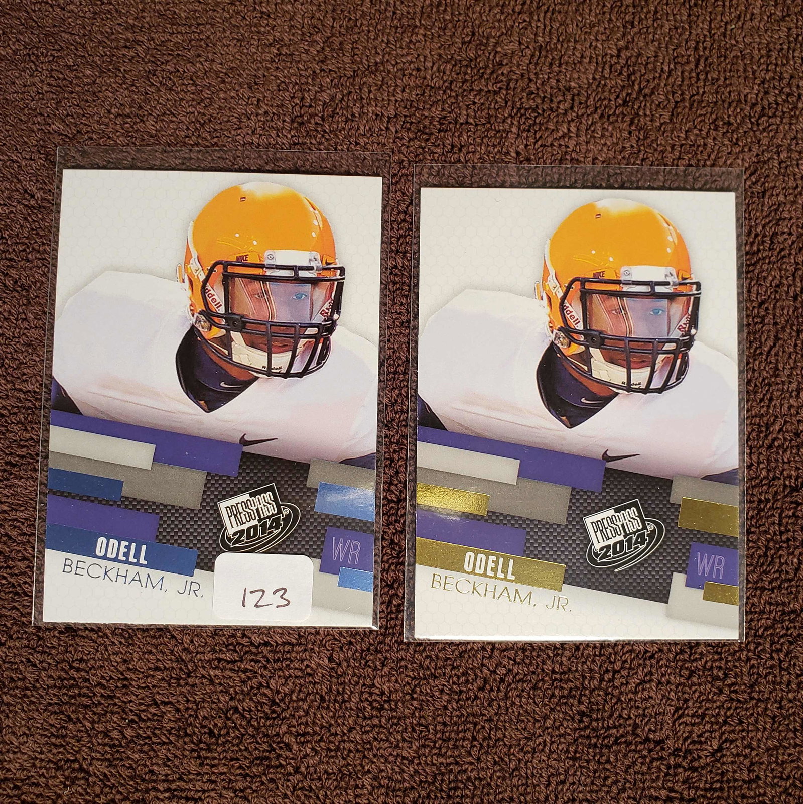 ODELL BECKHAM JR. SHORT PRINT ROOKIE CARDS: 2014 PRESS PASS GOLD FOIL AND BLUE FOIL PARALLELS