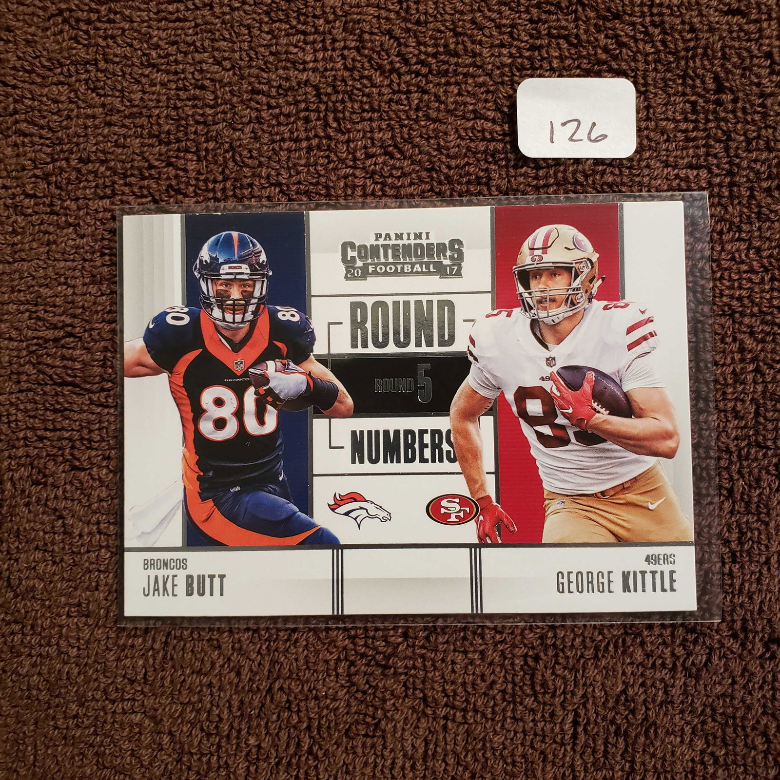 GEORGE KITTLE SF 49ers ROOKIE CARD: 2017 CONTENDERS ROUND NUMBERS ROOKIE INSERT