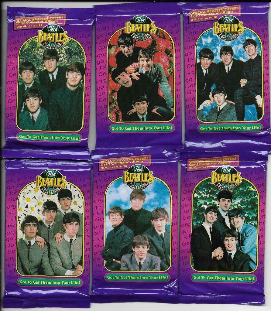BEATLES TRADING CARDS SEALED FOIL PACKS: 1993 Beatles Collection Trading Cards 6 Pack lot sealed/mint