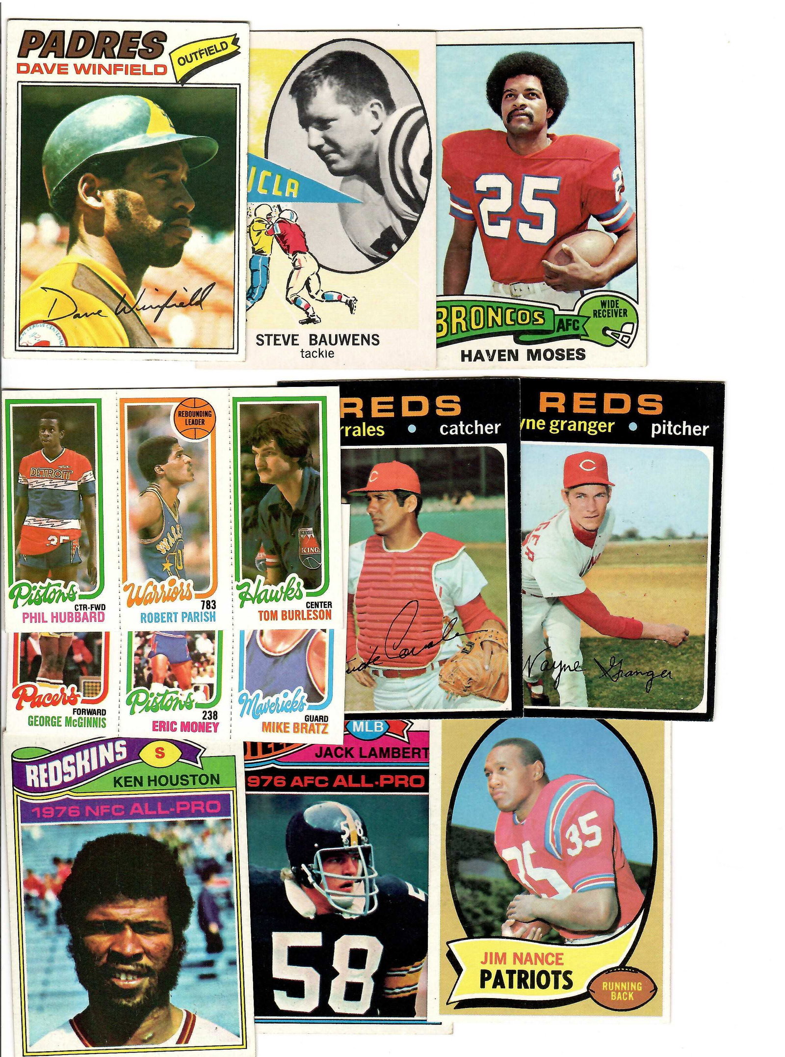 MULTI-SPORT VINTAGE SPORTS CARDS IN EX+ CONDITION: LOT OF VINTAGE SPORTS CARDS WINFIELD, ROBERT PARRISH, JACK LAMBERT