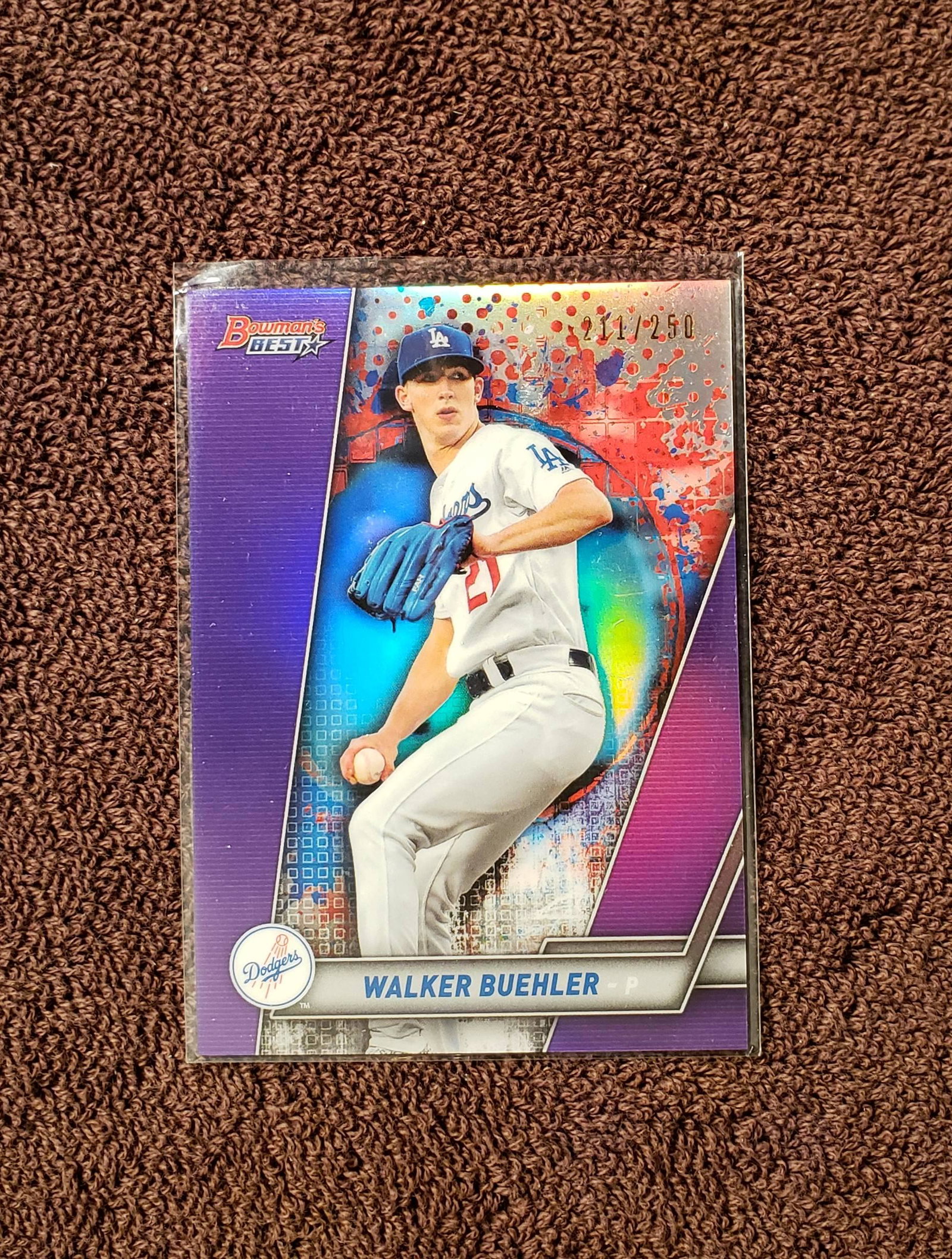 WALKER BUEHLER LA DODGERS PURPLE PARALLEL #'D REFRACTOR: WALKER BUEHLER LA DODGERS PURPLE PARALLEL #'D REFRACTOR
