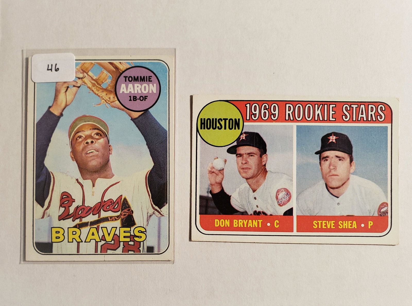 1969 TOPPS BASEBALL EXMT CONDITION: 1969 Topps #128 Tommie Aaron EXMT #499 Don Bryant/Steve Shea Rookie Stars EX+