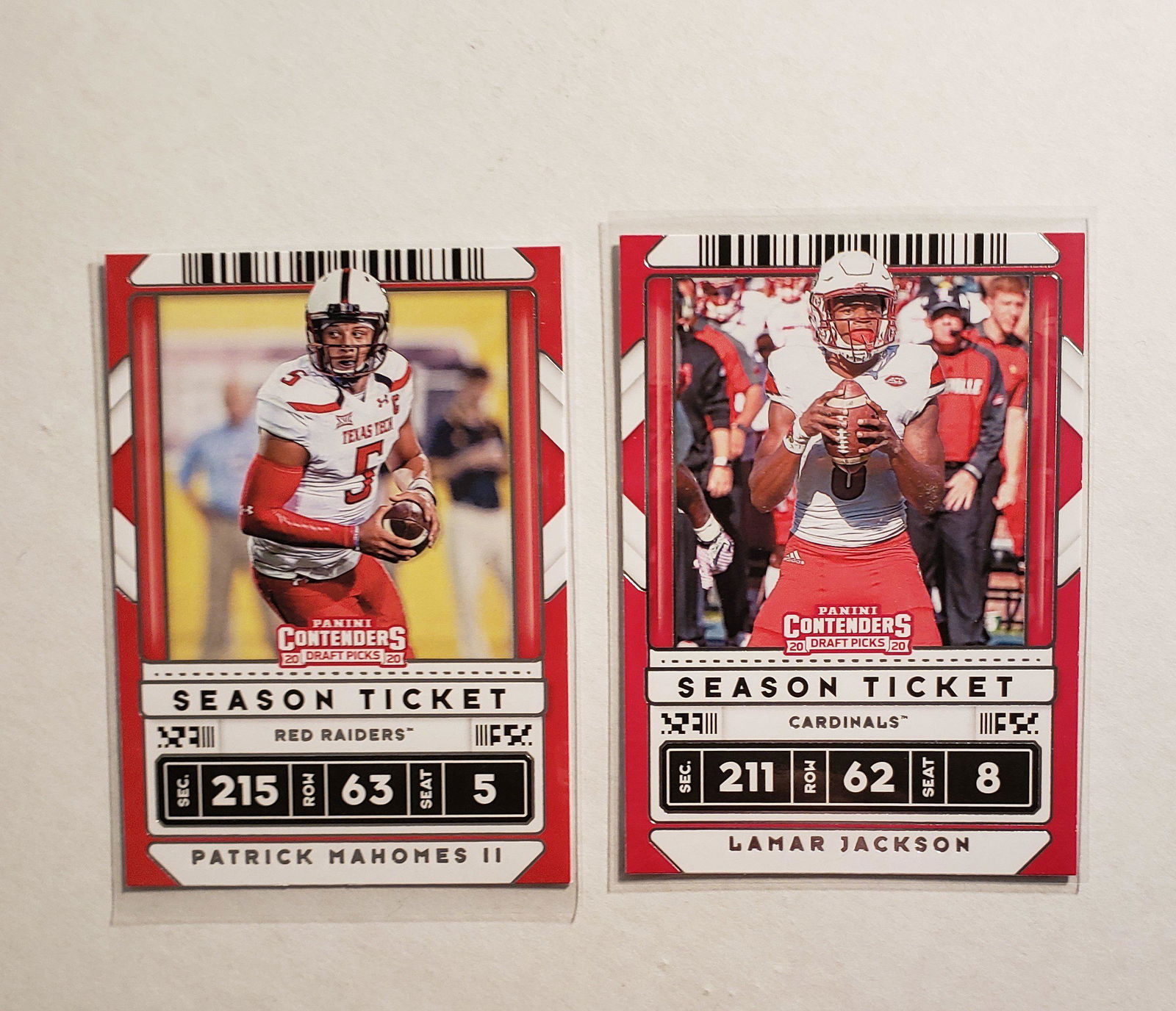 2020 CONTENDERS DP PATRICK MAHOMES & LAMAR JACKSON: PANINI CONTENDERS 2020 DRAFT PICKS PAT MAHOMES AND LAMAR JACKSON