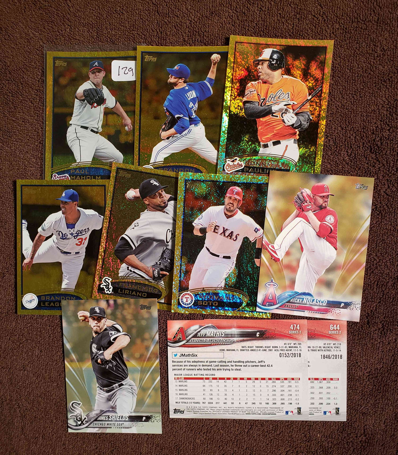 TOPPS BASEBALL SHORT PRINTS, #'D GOLD CARDS, HOLO FOILS: LOT OF 10 ASSORTED TOPPS BASEBALL PARALLELS