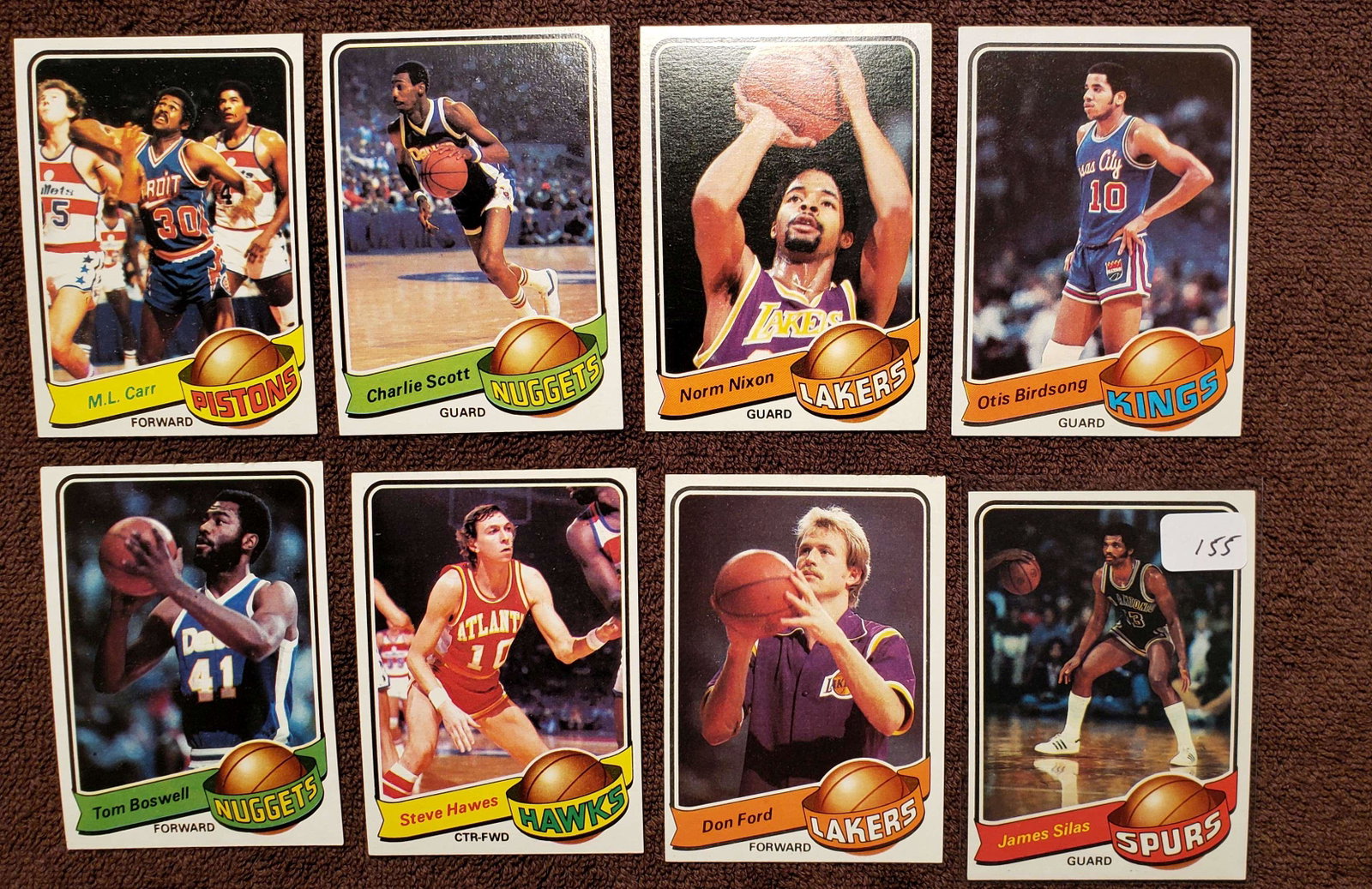 LOT OF 8 1979-1980 TOPPS BASKETBALL CARDS NRMT+: JAMES SILAS, ML CARR, OTIS BIRDSONG VINTAGE TOPPS BASKETBALL FROM VENDING BOX NRMT+ SHARP CARDS