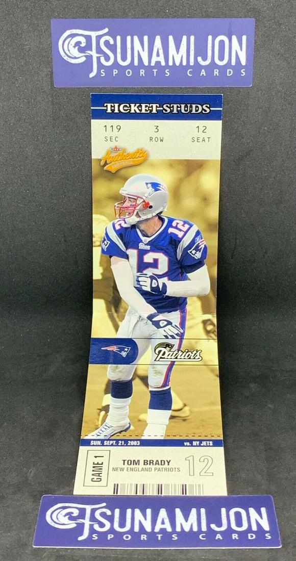 RARE TOM BRADY TICKET STUDS CARD: 2003 Fleer Authentix Ticket Studs #2TS Tom Brady New England Patriots