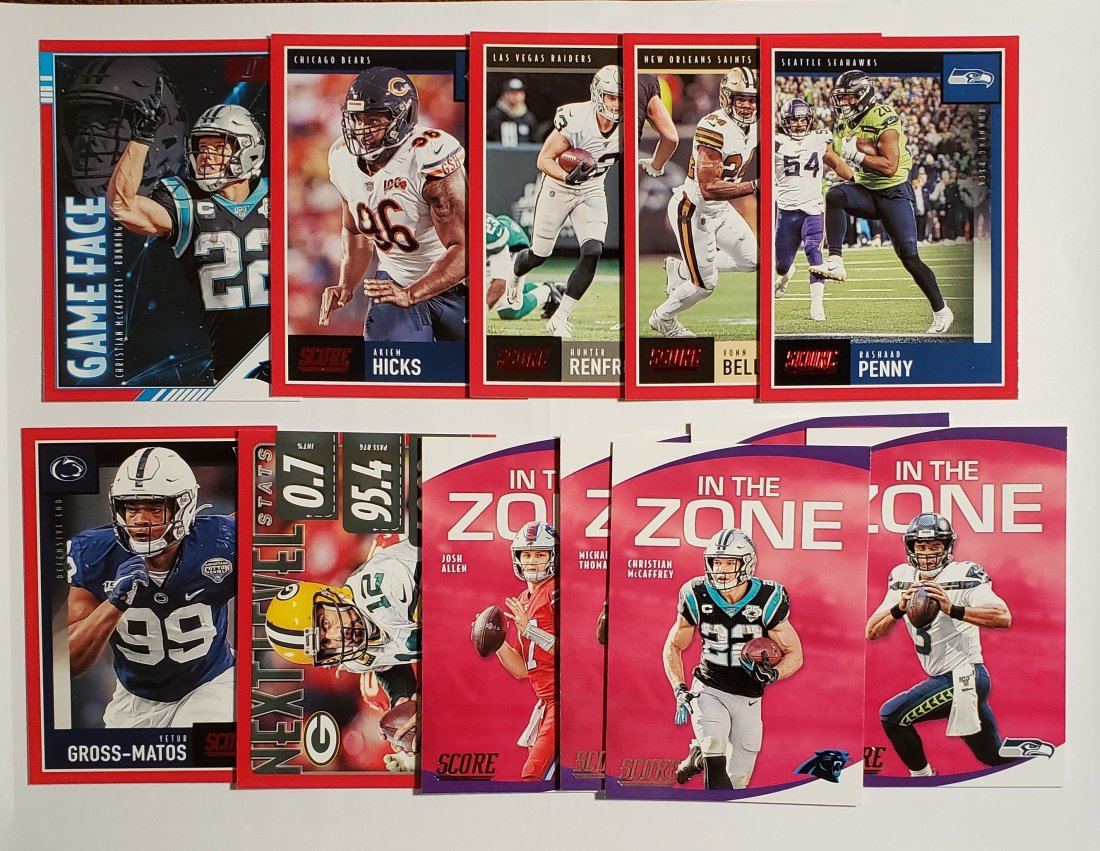 LOT OF 12 SCORE 2020 INSERTS AND SHORT PRINTS: IN THE ZOM=NE INSERT CARDS, RED BORDER/FOIL SHORT PRINTS