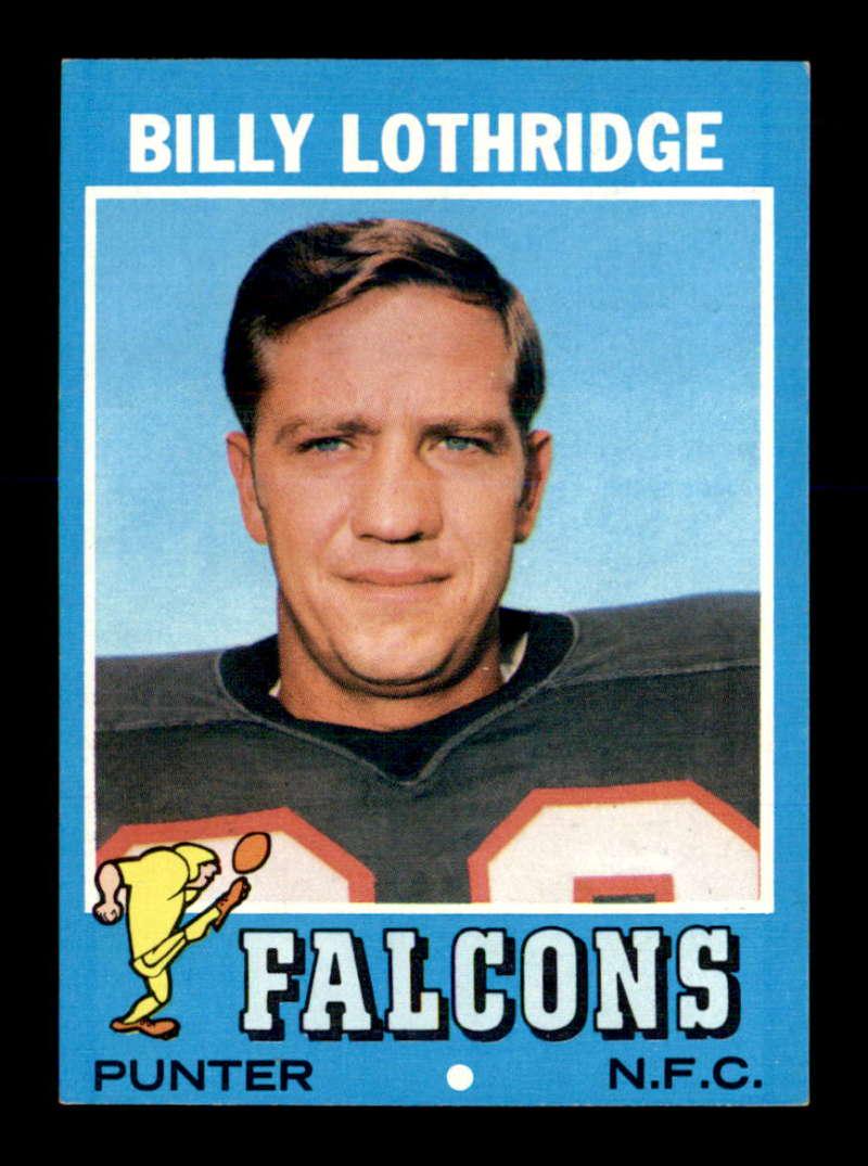 1971 TOPPS FOOTBALL CARDS EX-EXMT: 1971 Topps #29 Billy Lothridge EXMT/EXMT, #63 Gary Pettigrew RC, #66 Marty Domres, #92 Steve DeLong