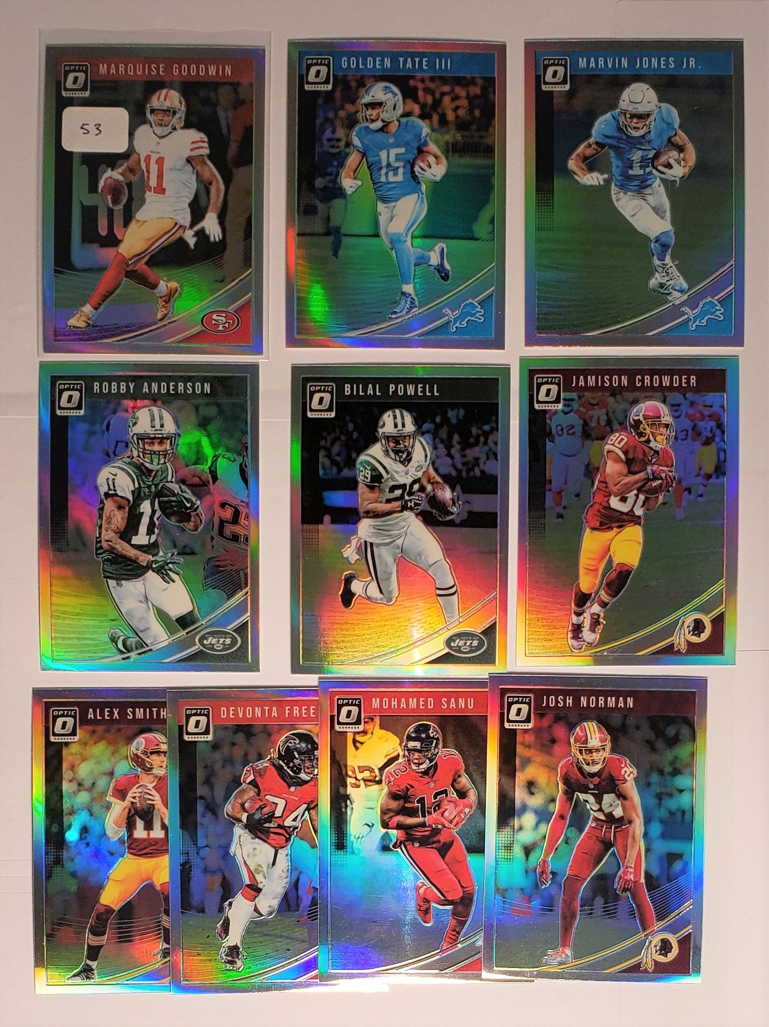 LOT OF 10 OPTIC FOOTBALL SILVER HOLO PRIZMS (1 of 1)