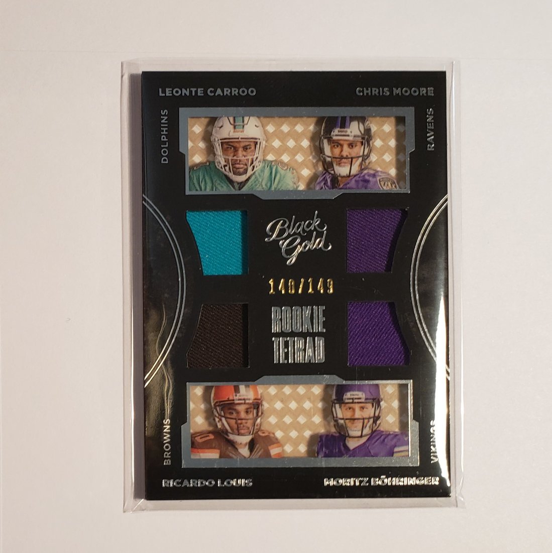 PANINI BLACK GOLD QUAD ROOKIE RELIC 140/149 (1 of 1)