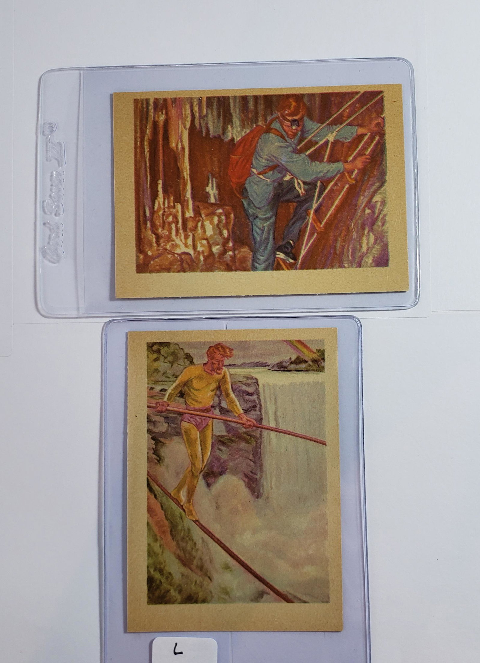 VINTAGE ADVENTURE SERIES TRADING CARDS 1956 EXMT+: GUM PRODUCTS INC. 1956 ADVENTURE SERIES CARD #15 IVORY COAST SNAKE DANCE, #30 TOO CLOSE FOR COMFORT