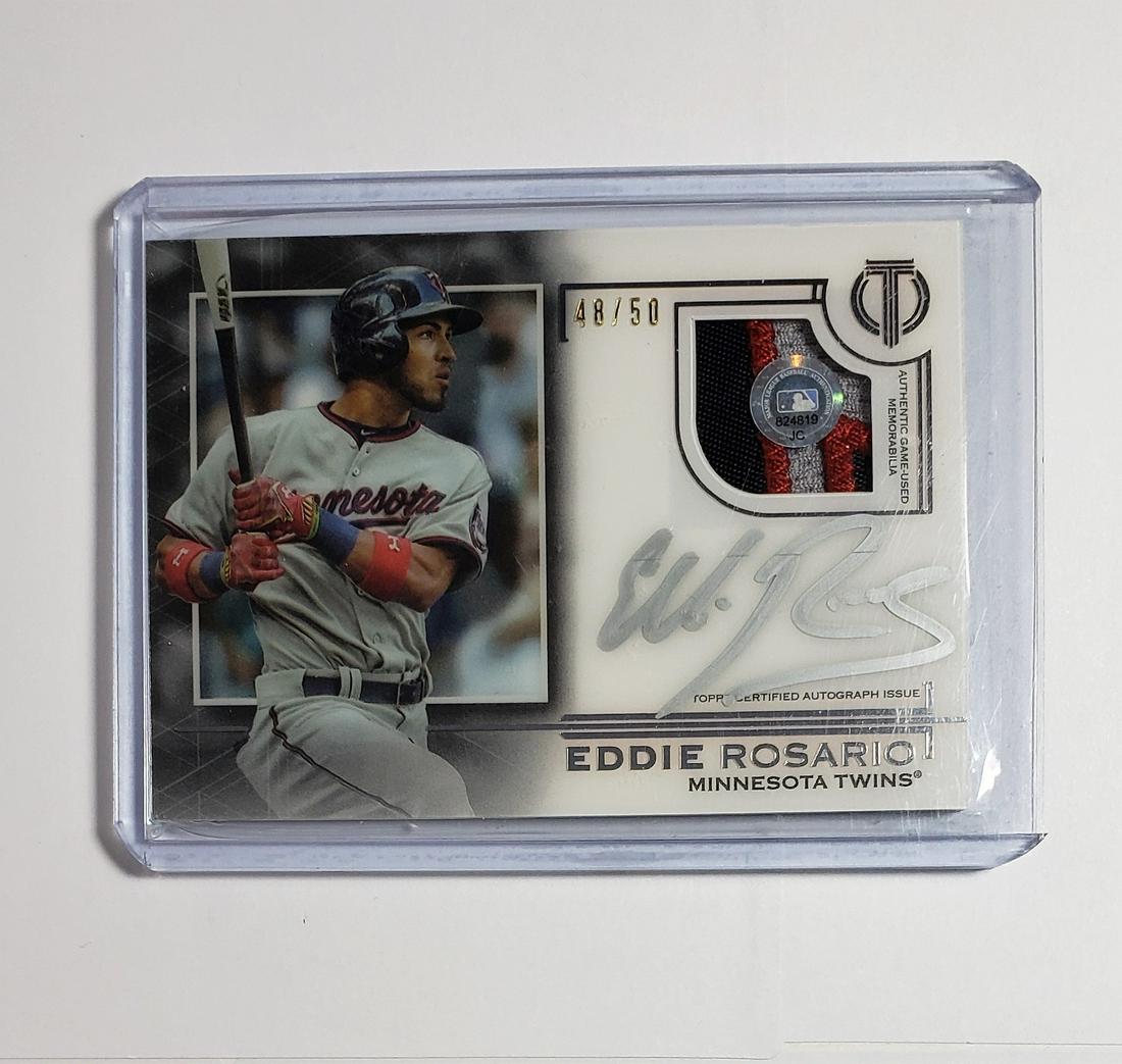 EDDIE ROSARIO TOPPS TRIBUTE SILVER AUTO PATCH CARD (1 of 2)