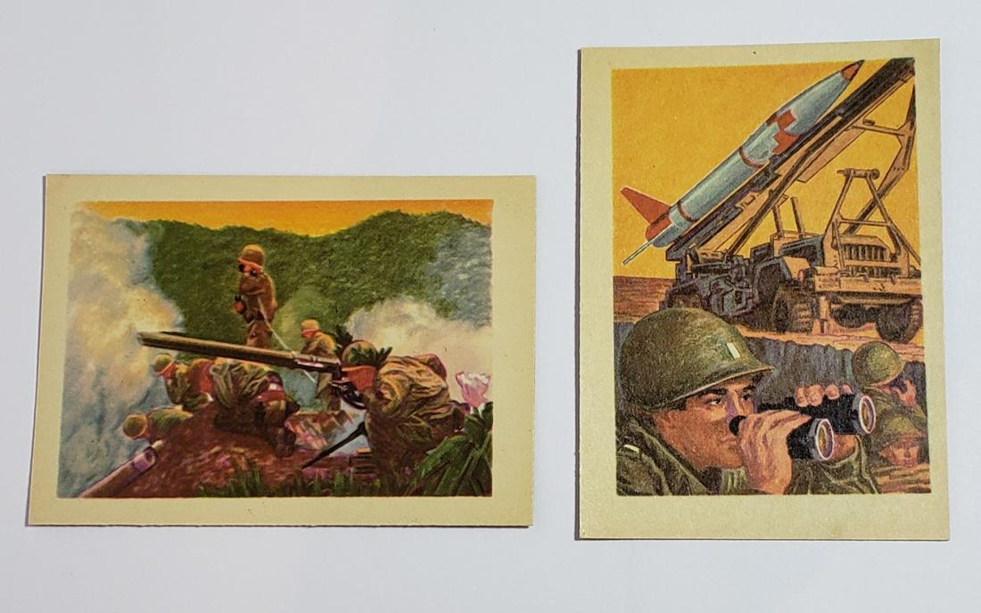 VINTAGE ADVENTURE SERIES TRADING CARDS 1956 EXMT+: GUM PROD. INC ADVENTURE CARD #21 RED-STOPPER IN KOREA, #24 MANNING THE HONEST JOHN