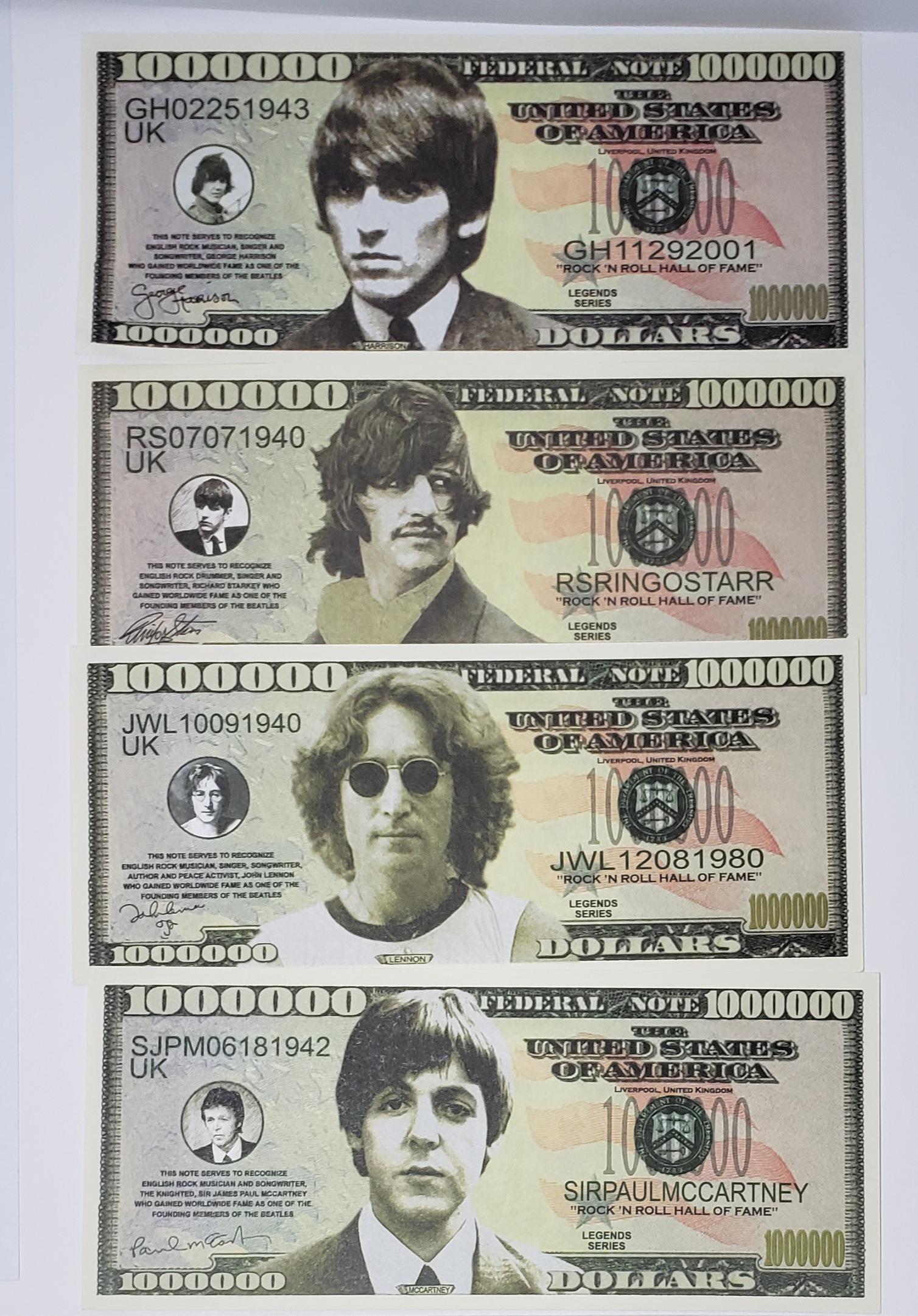 THE FAB 4 JOHN PAUL GEORGE AND RINGO MILLION $ NOTE (1 of 2)