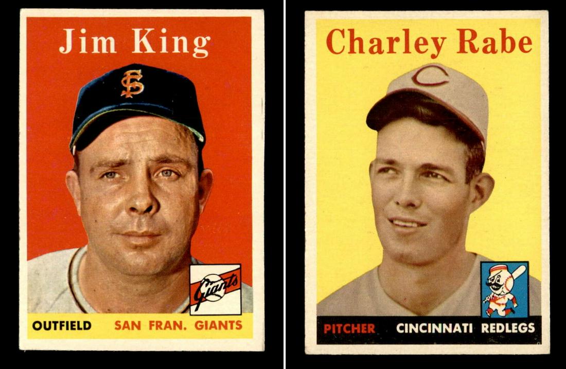 1958 Topps #332 Jim King, #376 Charley Rabe RC (1 of 2)
