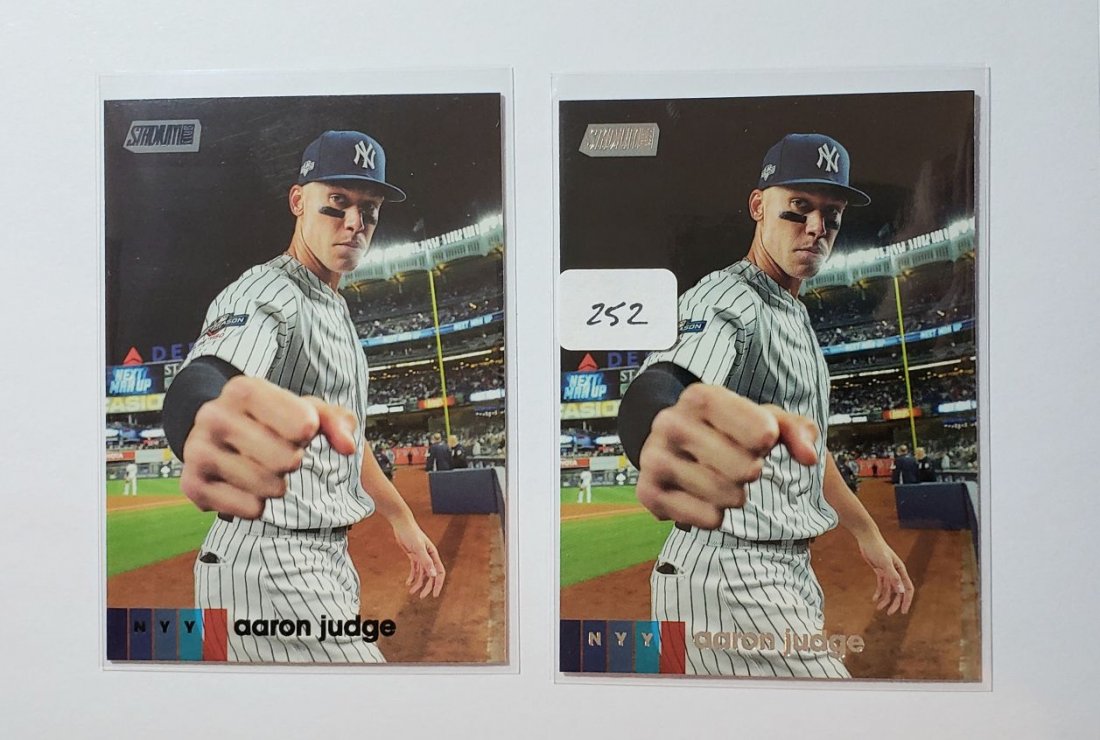 2020 STADIUM CLUB AARON JUDGE BLACK FOIL NAME PLATE: AARON JUDGE BLACK FOIL NAME PLATE PARALLEL AND BASE CARD