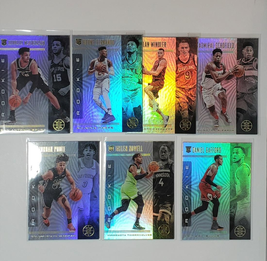 LOT OF 7 NBA BASKETBALL ROOKIE CARDS: 2019-20 PANINI ILLUSIONS ROOKIE CARDS ADMIRAL SCHOFIELD, DANIEL GAFFORD
