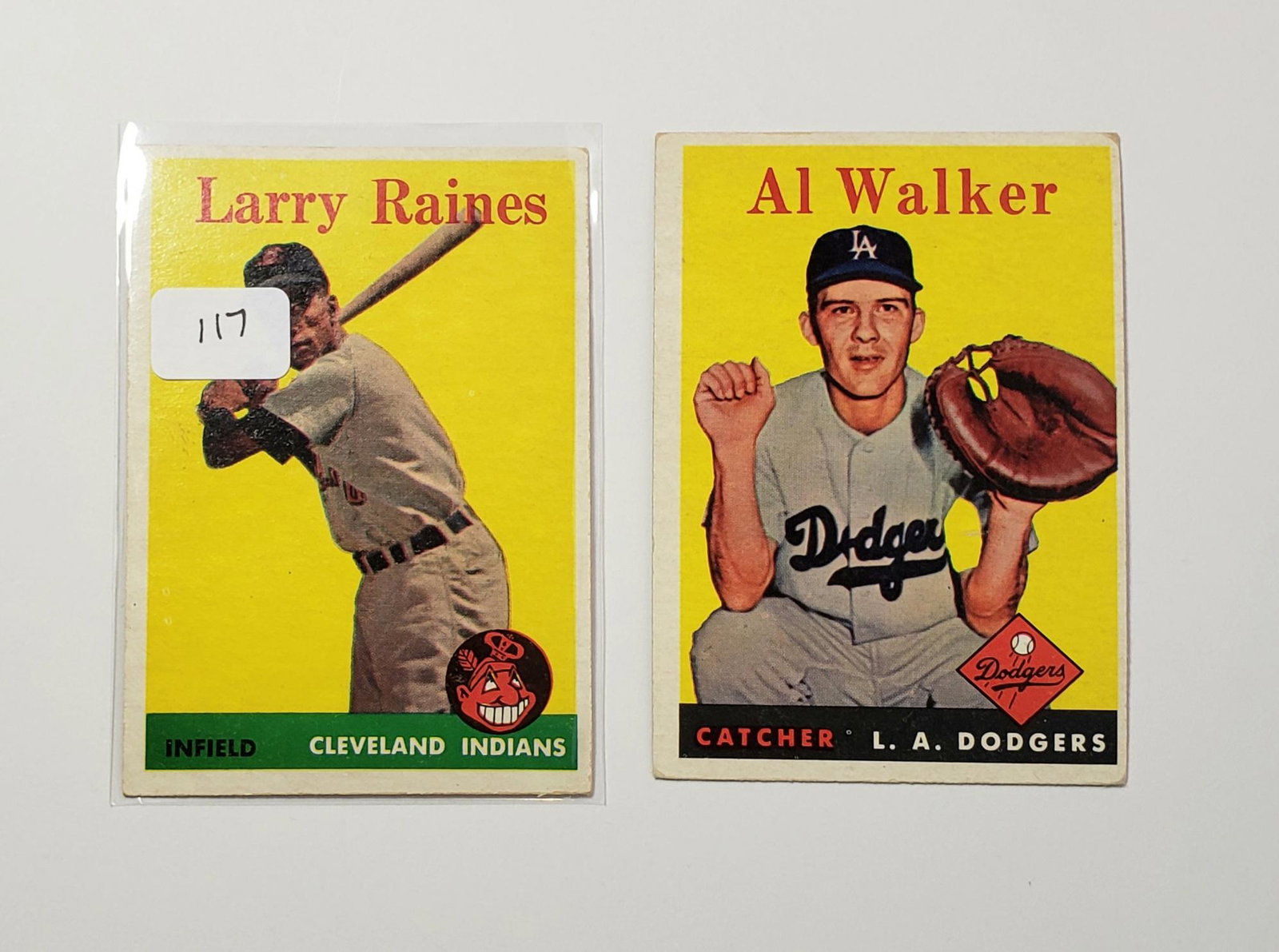 1958 TOPPS BASEBALL CARDS LARRY RAINES, AL WALKER: 1958 TOPPS BASEBALL CARDS LARRY RAINES, AL WALKER