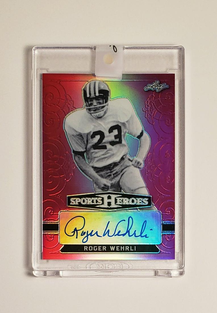 ROGER WEHRLI SUPER SHORT PRINT 5/7 AUTO NFL HOF: LEAF SPORTS HEROES ROGER WHERLI NFL HALL OF FAME NUMBERED AUTO 5/7