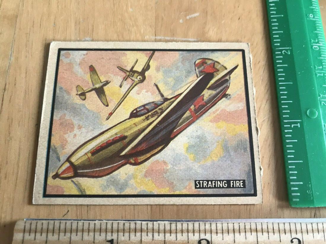 Vintage 1950 Topps Freedoms War Korea Card #36: Vintage 1950 Topps Freedoms War Korea Trading Card #36 "Strafing Fire”