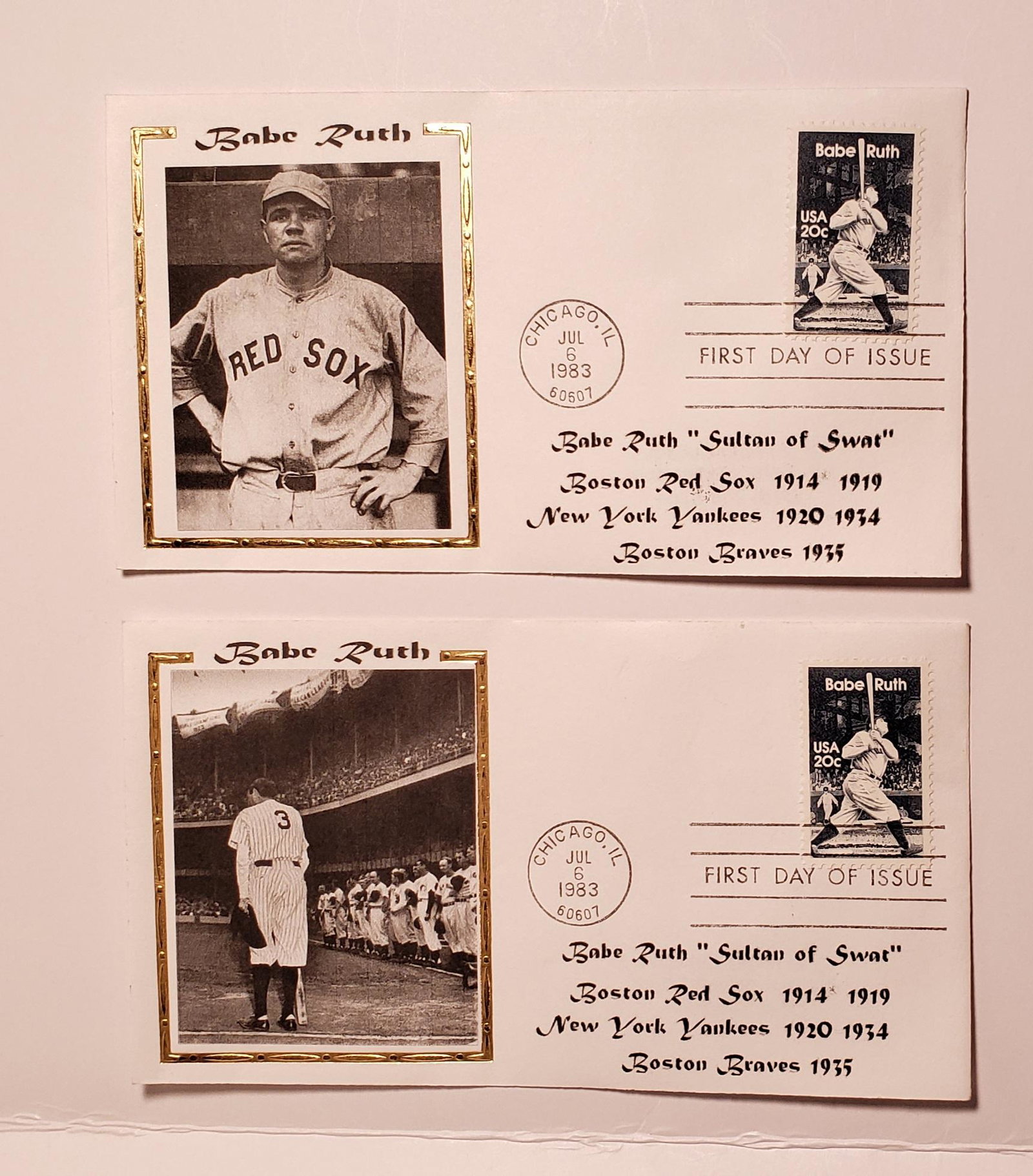 LOT OF 2 BABE RUTH YANKEES SULTAN OF SWAT 1ST DAY: LOT OF 2 BABE RUTH YANKEES SULTAN OF SWAT 1ST DAY COVERS