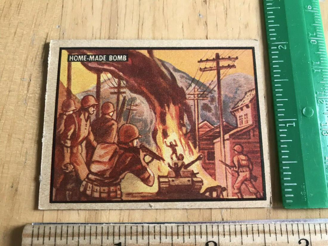 Vintage 1950 Topps Freedom War #24: Vintage 1950 Topps War Korea Trading Card #24 Home-Made Bomb