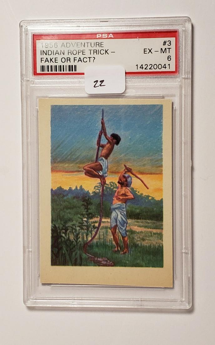 PSA GRADED 1956 GUM-ADVENTURE #3 INDIAN ROPE TRICK: PSA GRADED 1956 GUM-ADVENTURE #3 INDIAN ROPE TRICK PSA 6 EX-MT