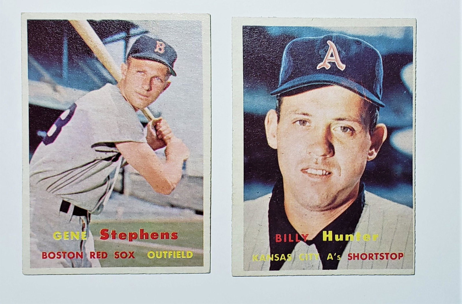 1957 TOPPS BASEBALL BILLY HUNTER, GENE STEPHENS: 1957 TOPPS BASEBALL BILLY HUNTER, GENE STEPHENS EX CONDITION