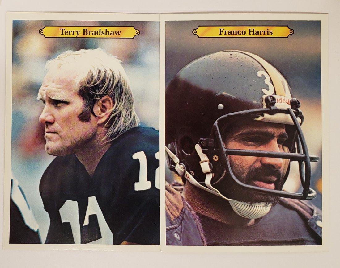 1980 TOPPS FOOTBALL JUMBO GLOSSY CARDS TERRY BRADSHAW: PITTSBURGH STEELERS TERRY BRADSHAW AND FRANCO HARRIS
