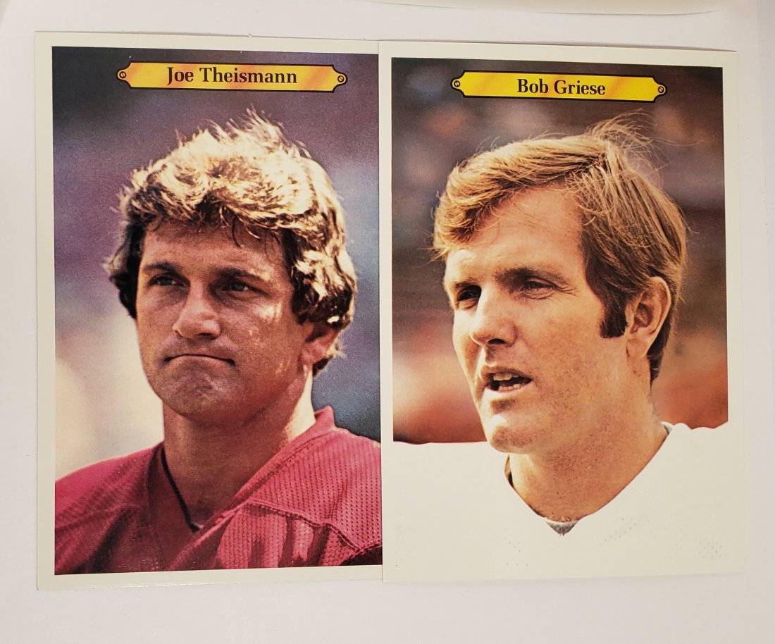 1980 TOPPS FOOTBALL SUPER/JUMBO GLOSSY CARDS: JOE THEISMANN WASH. REDSKINS AND BOB GREISE MIAMI DOLPHINS