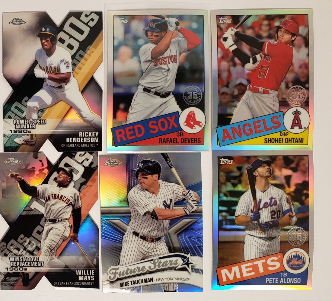 2020 TOPPS CHROMES REFRACTORS AND INSERTS: RICKEY HENDERSON AND WILLIE MAYS DIE CUT, PETE ALONSO, SHOHEI OHTANI