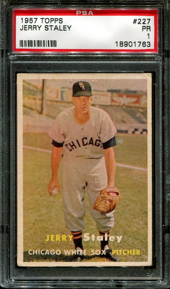 PSA GRADED 1957 TOPPS #227 JERRY STALEY POP 2 PSA 1: PSA GRADED 1957 TOPPS #227 JERRY STALEY POP 2 PSA 1