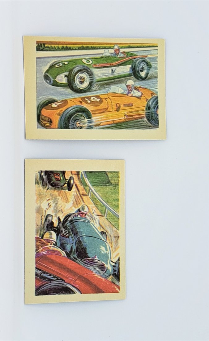 Lot of (2) 1956 Adventure Trading Cards By GUM Inc.: 1956 ADVENTURE #20 NOT FOR BEGINNERS, #38 DIRT TRACK HOT-RODDERS